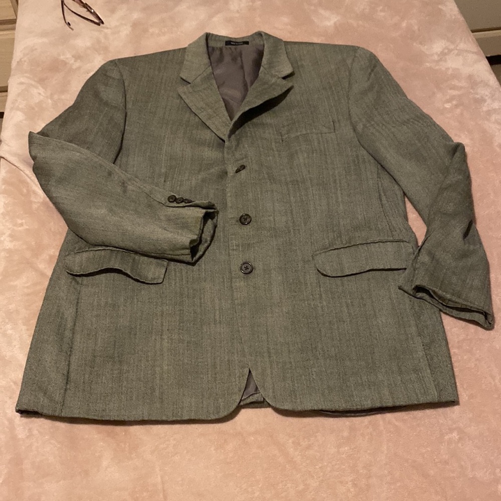 Lauren by Ralph Lauren Men Herringbone Silk & Wool 46R Blazer - Picture 3 of 14